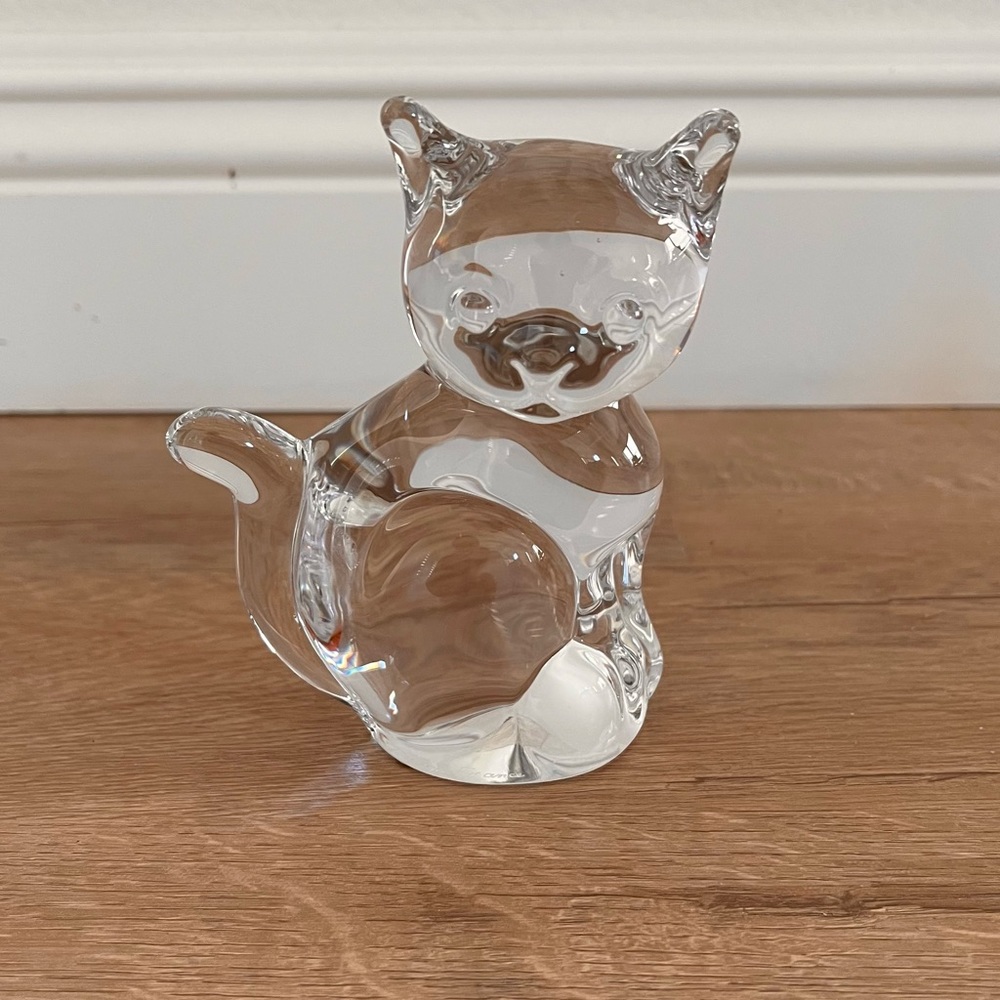 Daum‎ France Crystal Sitting Cat Figurine 5”
